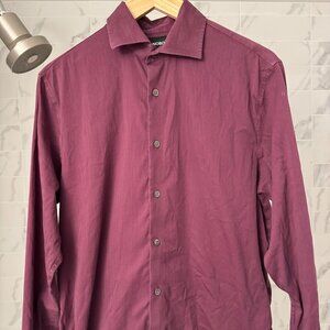 Bonobos Maroon Long Sleeve Dress Shirt Tailored Fit 16x33 Lightly Used